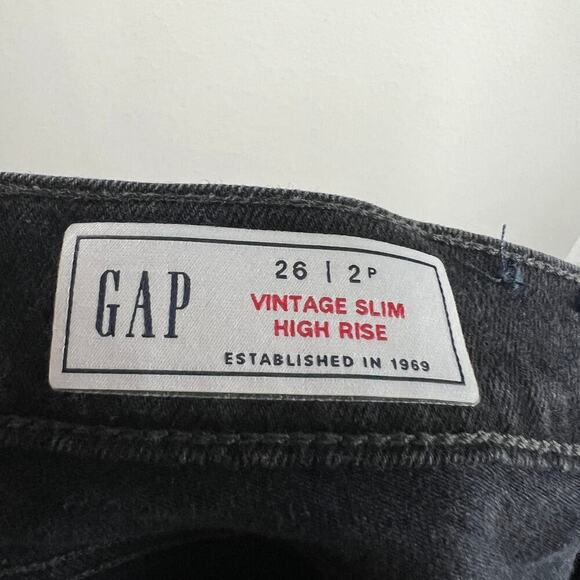 Gap Vintage Slim Leg Jeans Women's 26/2 Petite High Rise Cigarette Black Stretch - Picture 5 of 7